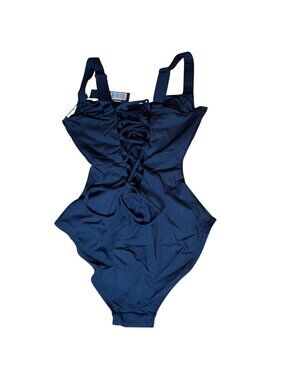 TA3 Black Lace-Up Back Slimming One-Piece Swimsuit Small, Cup G/I